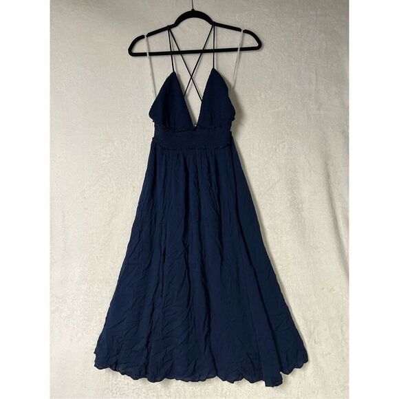 Lulus Essentially Elegant Navy Blue Sleeveless Backless Midi Dress Size M New - Picture 6 of 11